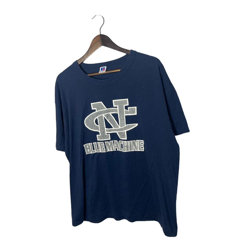 vtg University North Carolina Blue Machine Russell usa made t-shirt XL